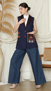 BLUE PATCH VEST BLAZER