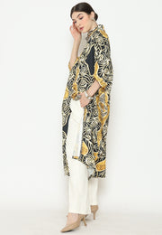 Yellow Black Batik Button Kaftan