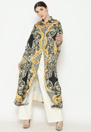 Yellow Black Batik Button Kaftan