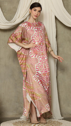 Pink Batik Short Sleeve Kaftan