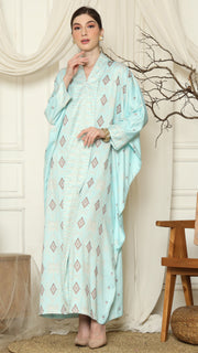 Aqua Sumba Ikat Long Kebaya Kaftan