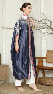 Navy Pink Antique Button Kaftan