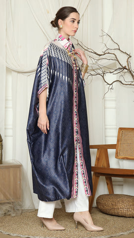Navy Pink Antique Button Kaftan