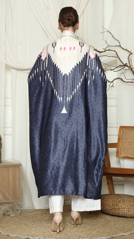Navy Pink Antique Button Kaftan