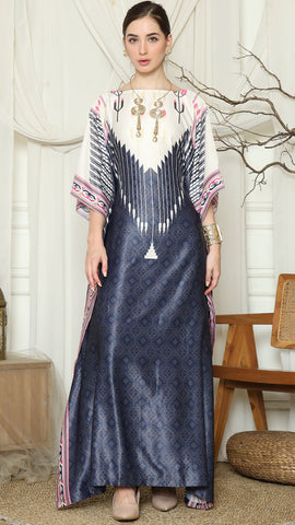Navy Pink Antique Short Kaftan