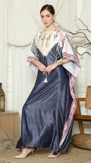 Navy Pink Antique Short Kaftan