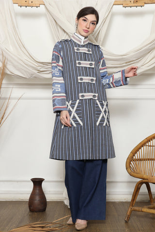 Blue Stripe Military Ikat Outer