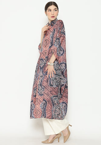 Pink Abstract Batik Button Kaftan