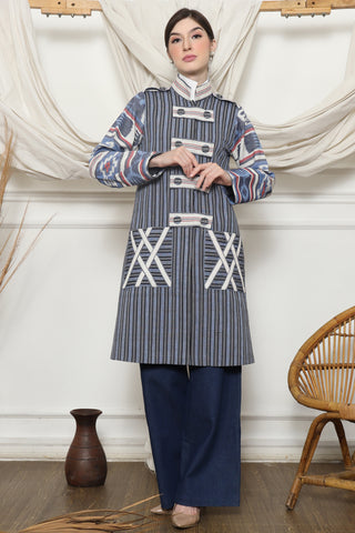 Blue Stripe Military Ikat Outer