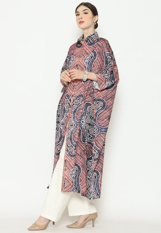 Pink Abstract Batik Button Kaftan