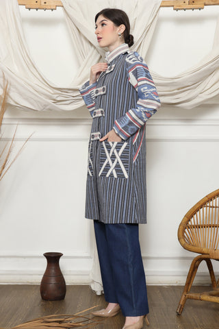 Blue Stripe Military Ikat Outer