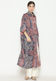 Pink Abstract Batik Button Kaftan