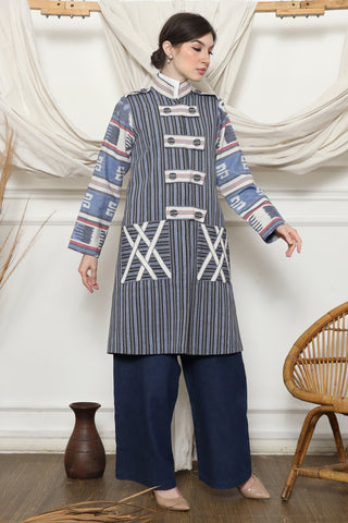 Blue Stripe Military Ikat Outer