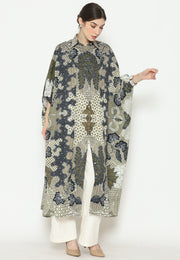 Green Batik Button Kaftan