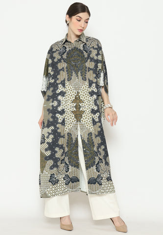 Green Batik Button Kaftan