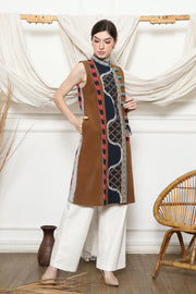 Mustard Handwoven Ikat Chongsam Vest