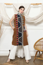 Mustard Handwoven Ikat Chongsam Vest