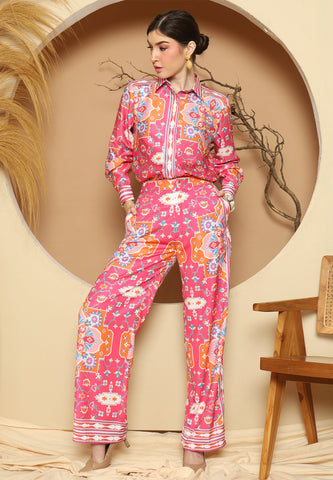 Pink Flower Pant Set