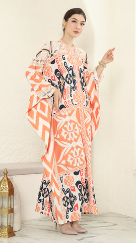 Coral Long Sleeve Kaftan