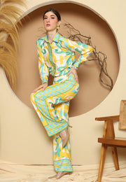 Lime Abstract Pant Set