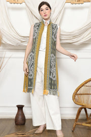 Mustard Ikat Vest with fringes