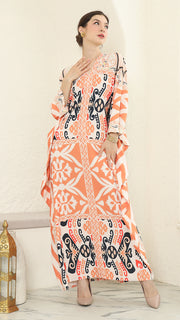 Coral Long Sleeve Kaftan