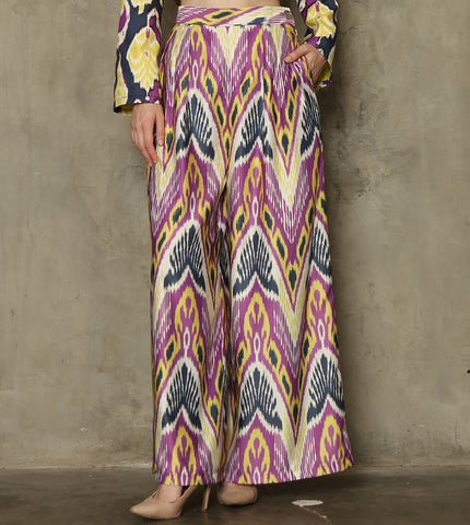 PURPLE IKAT WIDE LEG PANTS