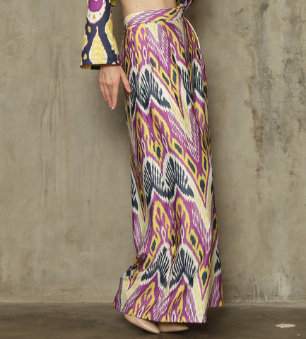 PURPLE IKAT WIDE LEG PANTS