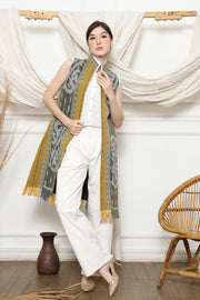 Mustard Ikat Vest with fringes