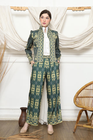 Green Emerald Songket Jacket Set