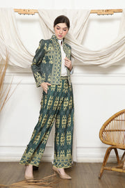 Green Emerald Songket Jacket Set