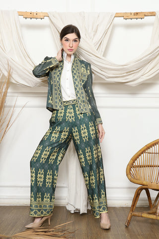 Green Emerald Songket Jacket Set