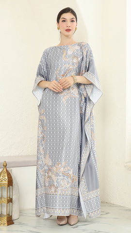 Grey Flower Short Kaftan