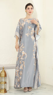 Grey Flower Short Kaftan