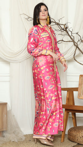 Pink Tiles Outer Pants Set