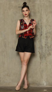 RED IKAT CROP VEST