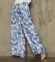 BLUE FLOWER WIDE LEG PANTS