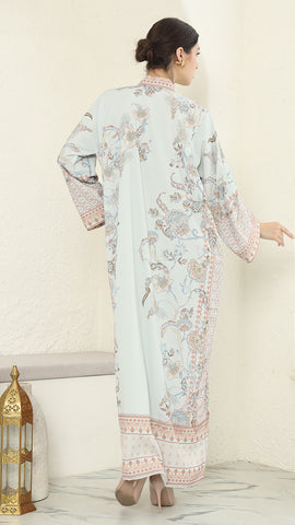 Mint Flower Long Dress Kaftan