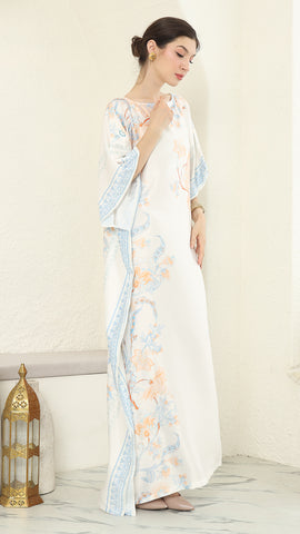 Blue Flower Short Sleeve Kaftan