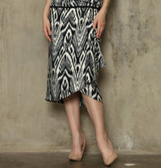 BLACK IKAT DRAPE SKIRT