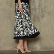 BLACK IKAT FRINGE SKIRT