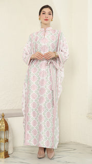 Baby Pink Songket Long Kaftan