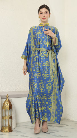 Blue Lime Songket HC Long Kaftan