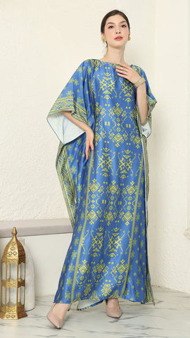 Blue Lime Songket Short Kaftan