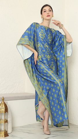 Blue Lime Songket Short Kaftan