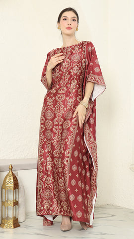 Red Gold Bali Short Kaftan