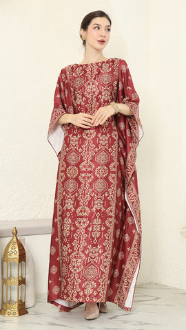 Red Gold Bali Short Kaftan