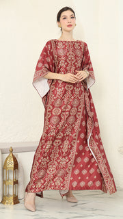 Red Gold Bali Short Kaftan