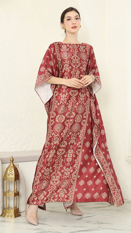 Red Gold Bali Short Kaftan