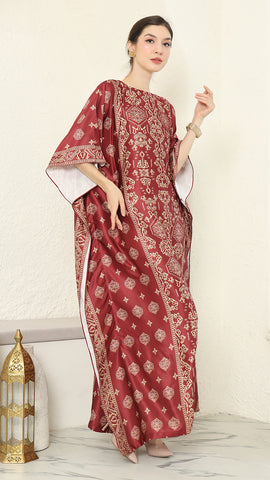 Red Gold Bali Short Kaftan
